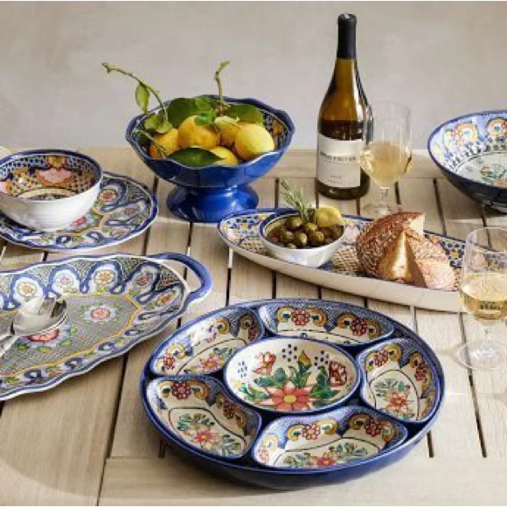 Pottery Barn Del Sol Melamine Chip And Dip Set - Multi - NEW 18 x 16 x 2”